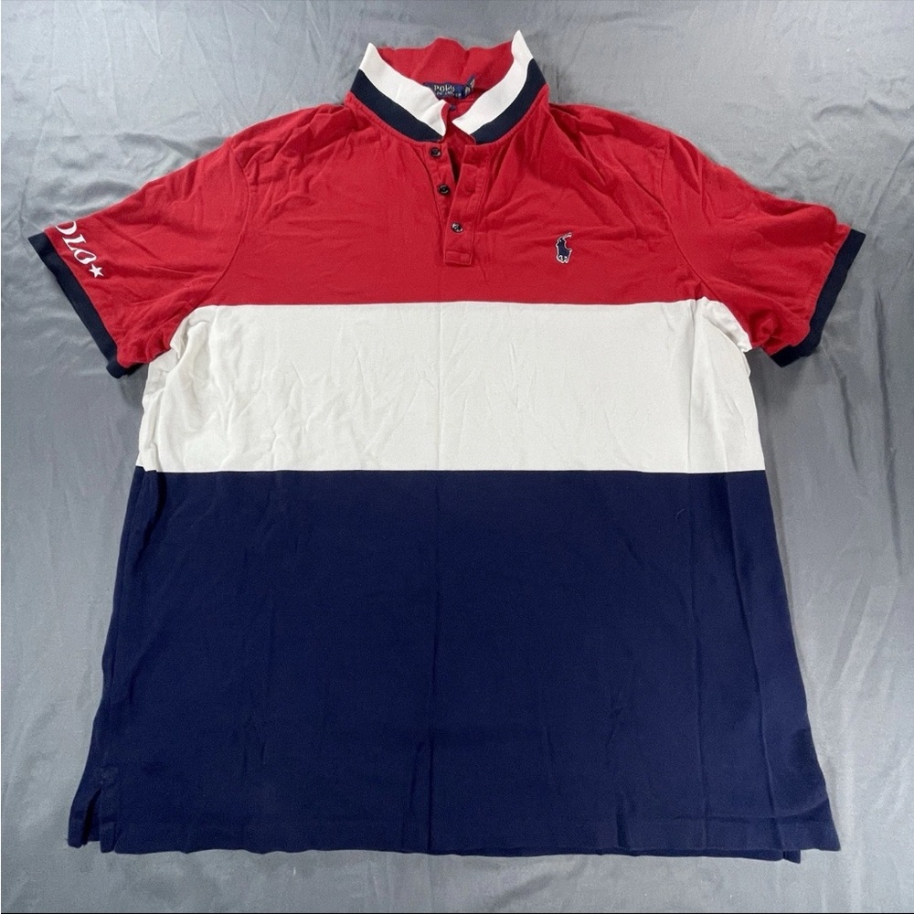 Ralph Lauren Polo Men's L Early 2000s Colorblock Red White Blue Streetwear Y2K